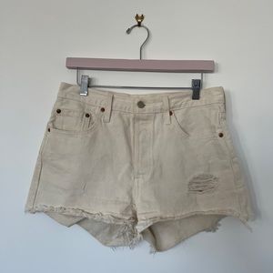 Levi Cream Denim Shorts